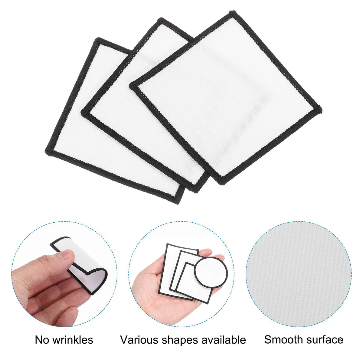 PATIKIL Sublimation Blank Patches Fabric Square Iron-on Repair Blank Patches for Hat Caps Clothes Shoes Bags Backpacks DIY Crafts, 30 Pcs, White, 2.4x2.4