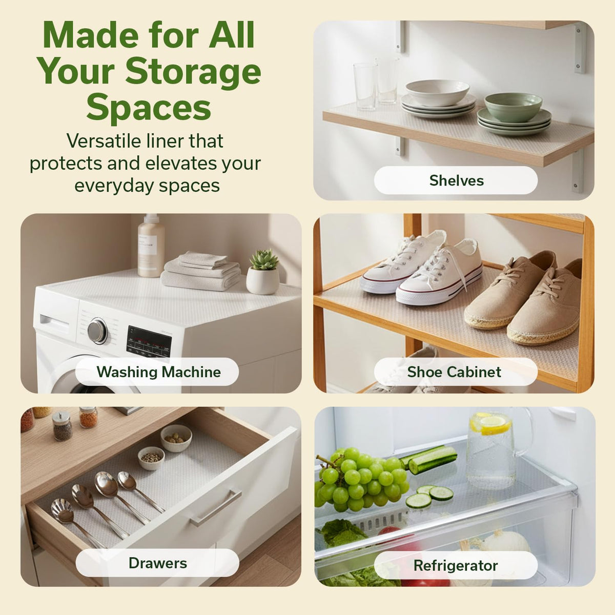 EVALAND Shelf Liners for Kitchen Cabinets Non-Adhesive 15.75" x 33 FT Clear Drawer Liner Non Slip, Washable Cabinet Liner, Waterproof Shelf Liners for Cabinet, Refrigerator Bathroom Pantry - Thickened