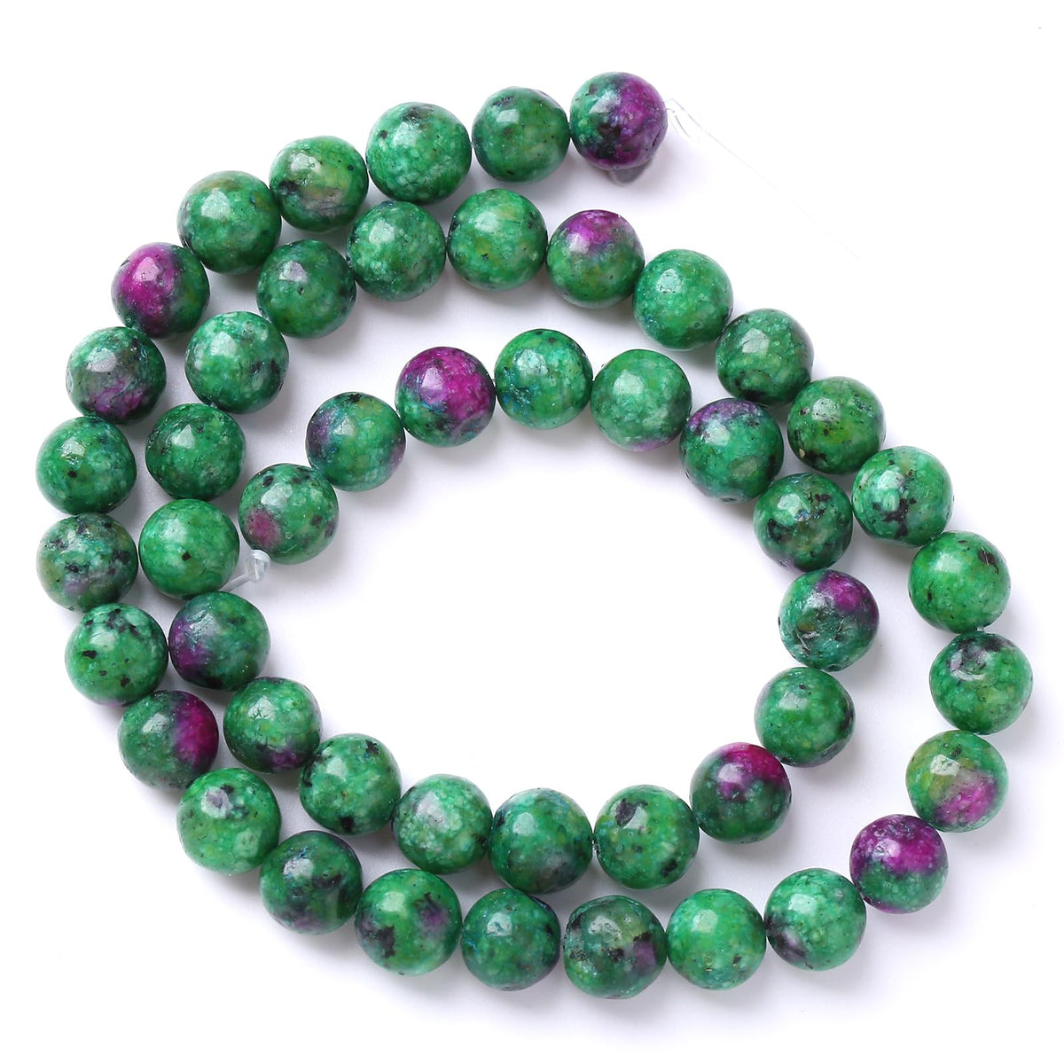 32pcs 12mm Natural Epidote Zoisite Stone Beads for Jewelry Making DIY Bracelet Necklace Accessories 15" Energy Healing Power Stone Beads