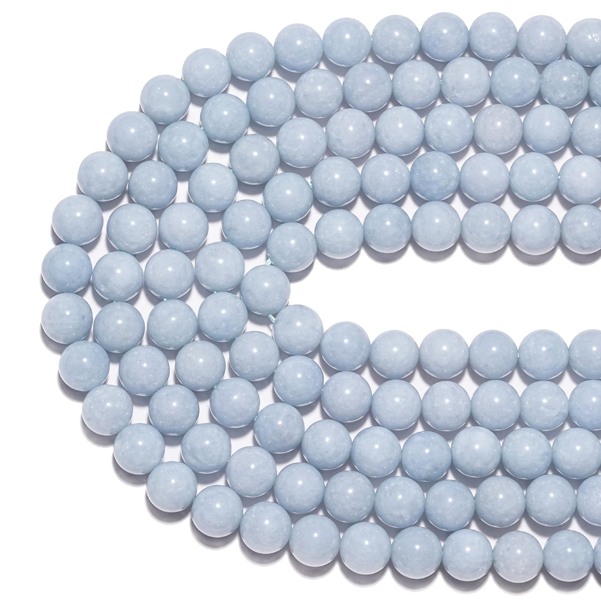 8mm Natural Aquamarine Gemstone Beads Polished Round Smooth Stone Beads for Bracelets Jewelry Making 15inch Loose Beads