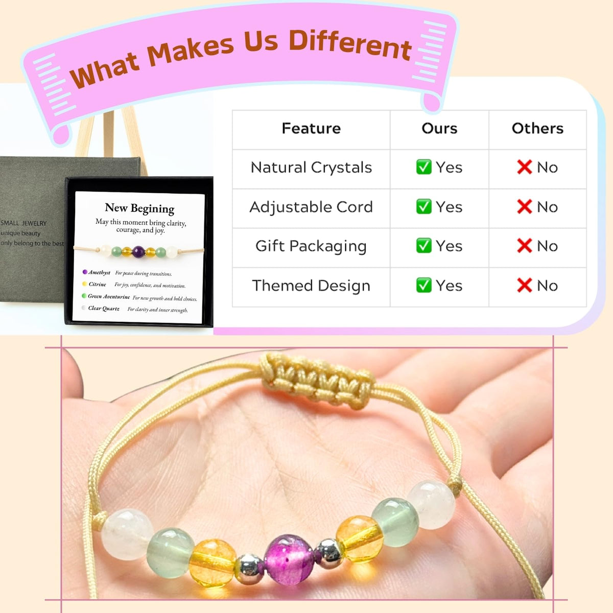 TLOEP New Chapter Crystal Bracelet – New Beginning Gift for Graduation, New Job, Career Change, or Farewell, Inspirational Jewelry for Women & Men (New Beginning)