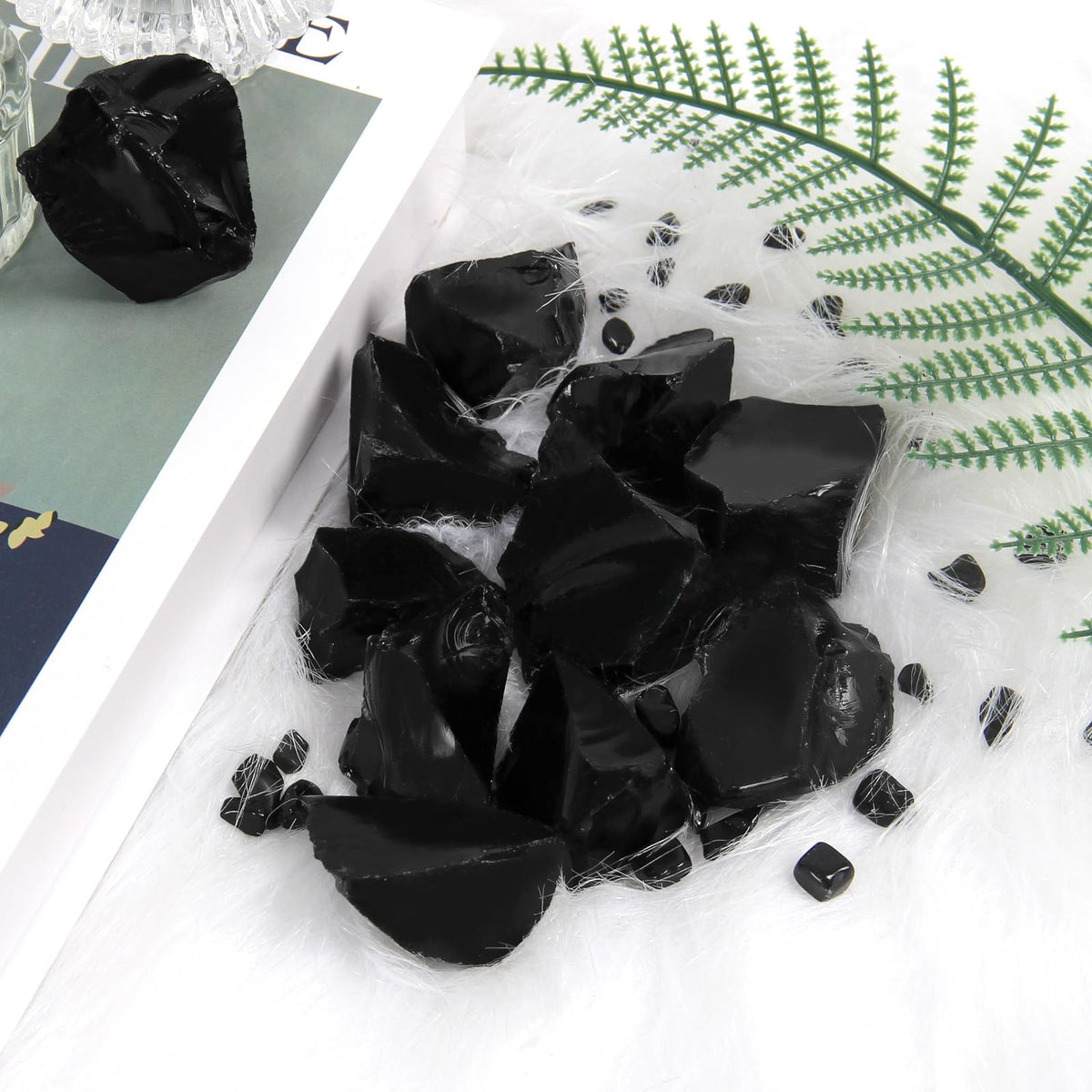 1.1lb Bulk Raw Obsidian Stone Rough Crystal-Natural Obsidian Raw Stones Crystal for Tumbling, Cabbing, Fountain Rocks, Decoration,Polishing, Wire Wrapping, Wicca & Reiki Crystal Healing