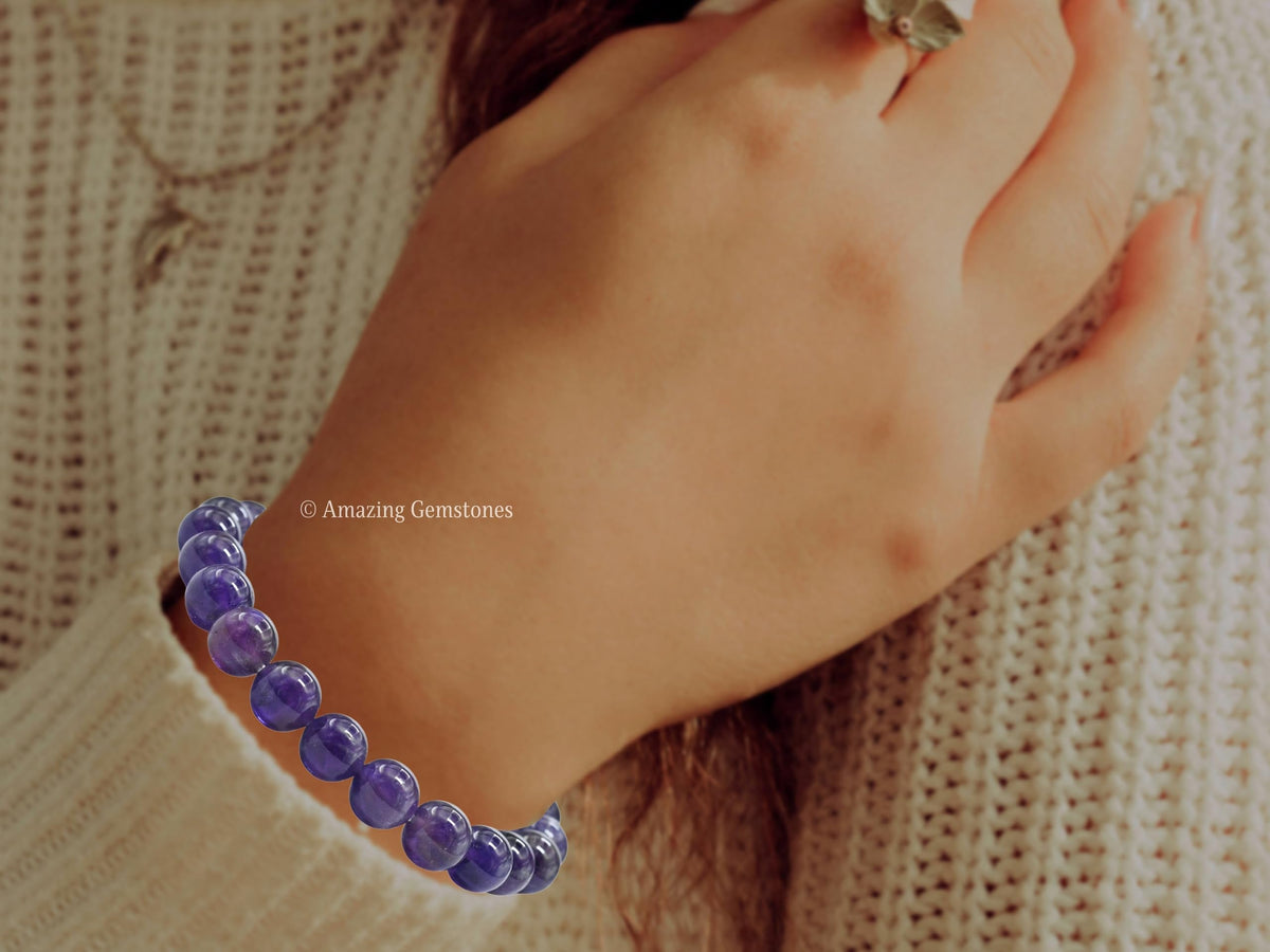 Amazing Gemstone Crystal Bracelet for Women Men's Gifts - Protection Healing Crystal Bracelet - 8mm Gemstone Beaded Stretchable Bracelet Pulseras Para Hombres Mujer Stocking Stuffers Mothers Day Gift (Amethyst)