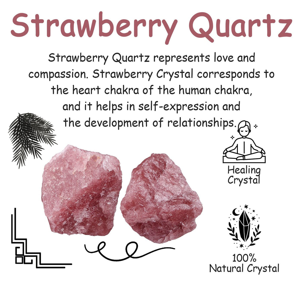 NUKAYAI 2Pcs Strawberry Quartz 1.8-2.2" Large Raw Crystals Rocks Rough Stones Healing Crystal for Polishing Decoration DIY Wrapping Cabbing Wicca Reiki Wire Tumbling Natual Strawberry Crystal Gifts