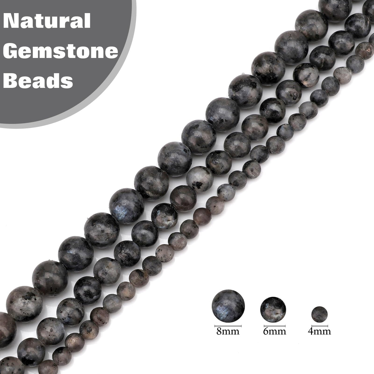 Vinswet 60pcs 6mm Labradorite Natural Stone Beads Round Genuine Real Stone Beading Loose Gemstones DIY Smooth Bead for Bracelet Necklace Earrings Jewelry Making