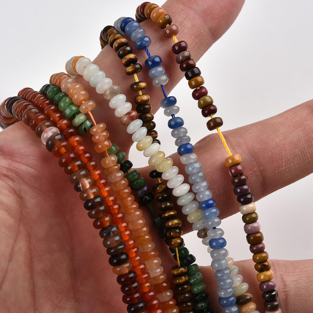 160pcs 4x2mm Natural Mookaite Jasper Disk Rondelle Spacer Stone Semi Precious Gemstone Loose Beads for Jewelry Making 15 Inch