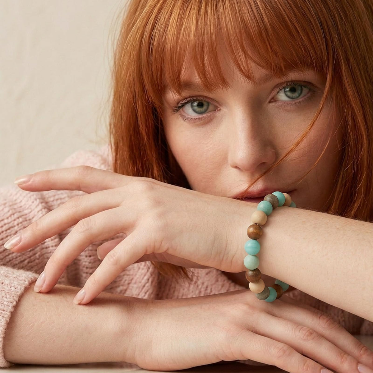 Kryllite Crystal Bracelets, Bracelet for Women, Nature Amazonite Crystal Stretch Elastic Bracelet, Nature Gemstone-8mm, Healing Stone Bracelets, Turquoise Jewelry Gifts for Women, Holiday