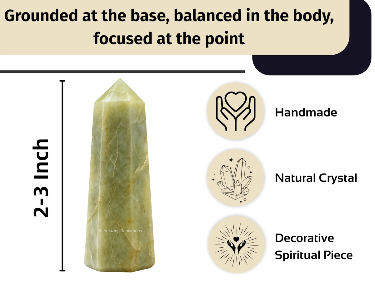 Amazing Gemstone Yellow Aquamarine Crystal Towers - Natural Healing Crystal Point Obelisk for Reiki Healing and Crystal Grid (2" to 3" Inch)