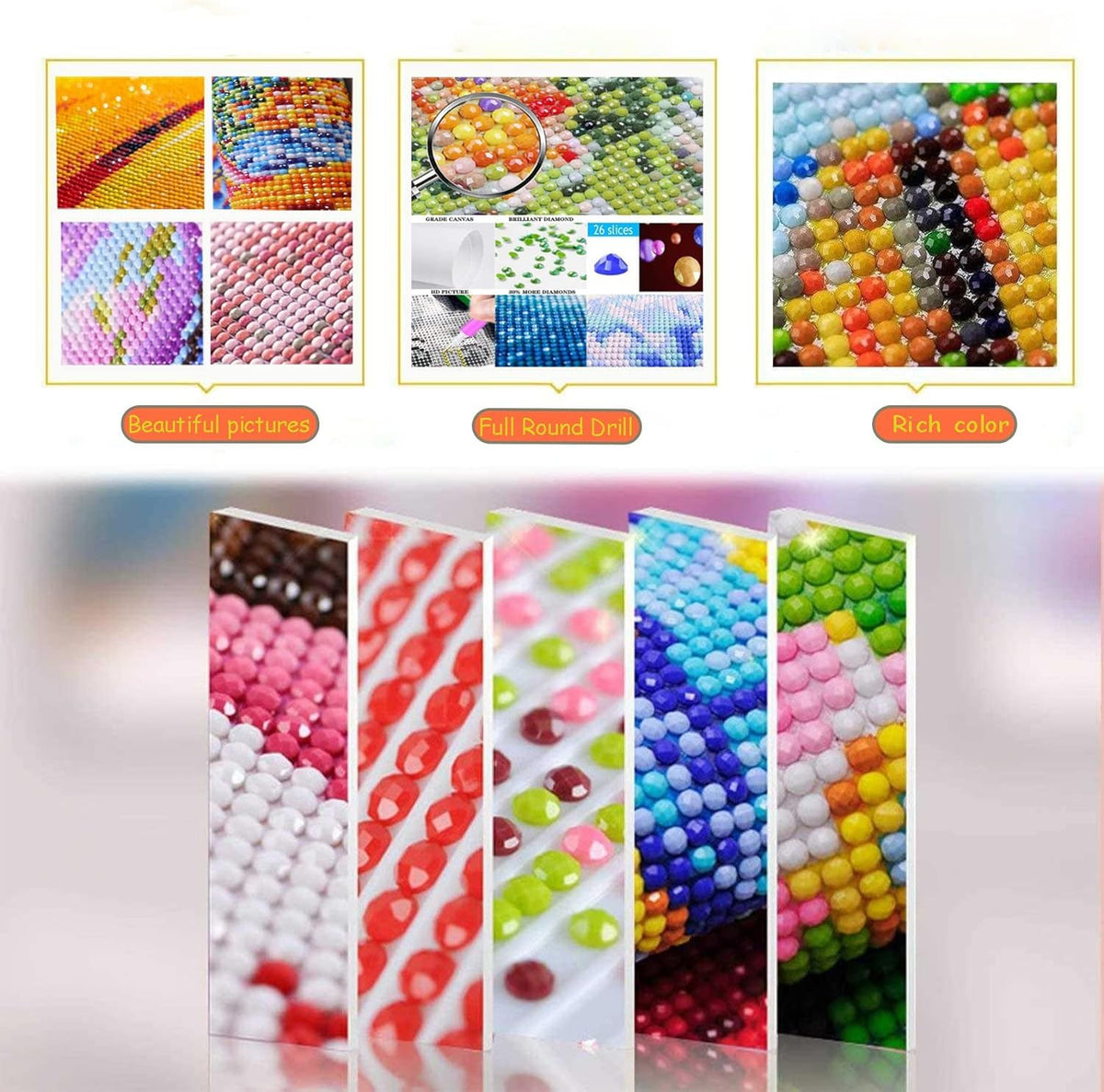 Acelii 6 Pack 5D Cartoon Diamond Painting Kits for Kids Beginners,Cute Animals DIY Diamond Art Kit for Kids,Full Round Drill Big Gem Art for Kid,Home Wall Decoration 6X6 inch