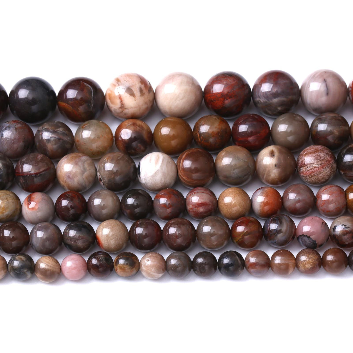 32pcs 12mm Natural Wooden Petrified Jade Agate Gemstone Beads Round Loose Spacer Beads for Jewelry Making DIY Bracelet Necklace 1 Strand 15inch