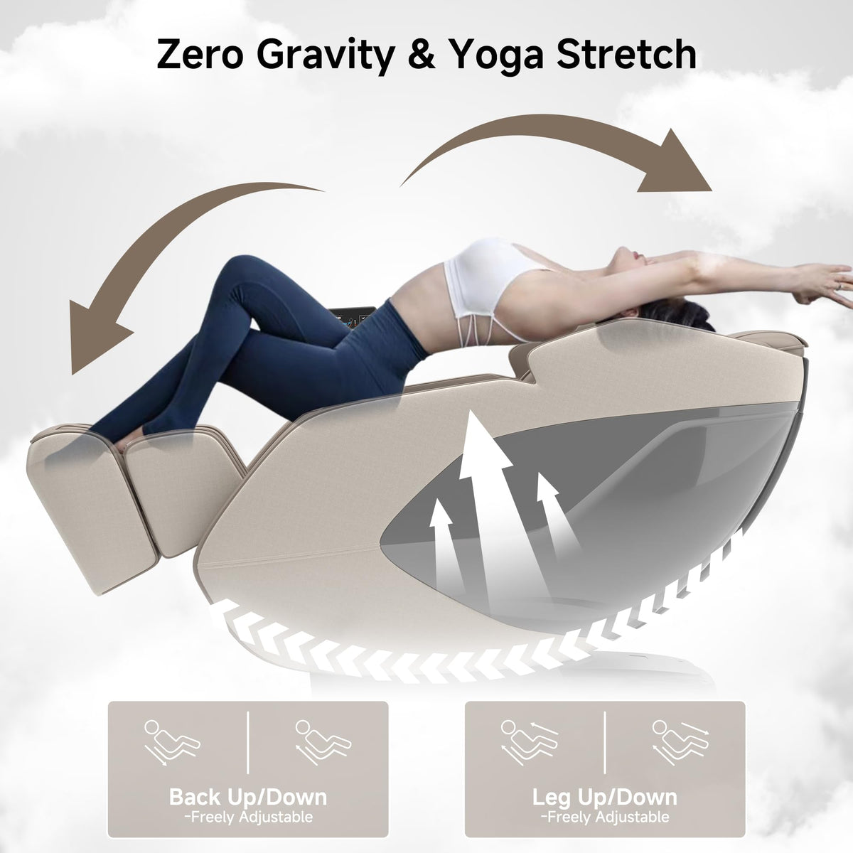 Real Relax 4D Massage Chair Full Body, Zero Gravity SL Track Recliner with Backlit Toch Pad, Negative Ion Purification, Aromatherapy, 20 Auto Modes, Yoga Stretching, Auto Body Scan, Brown