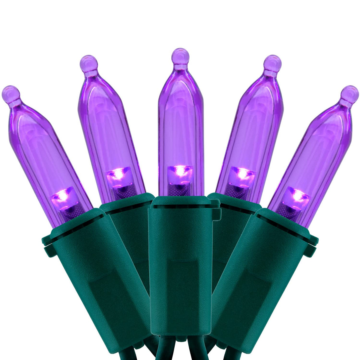YULETIME 200 Purple LED Christmas Lights, 66 ft Green Wire UL String Light