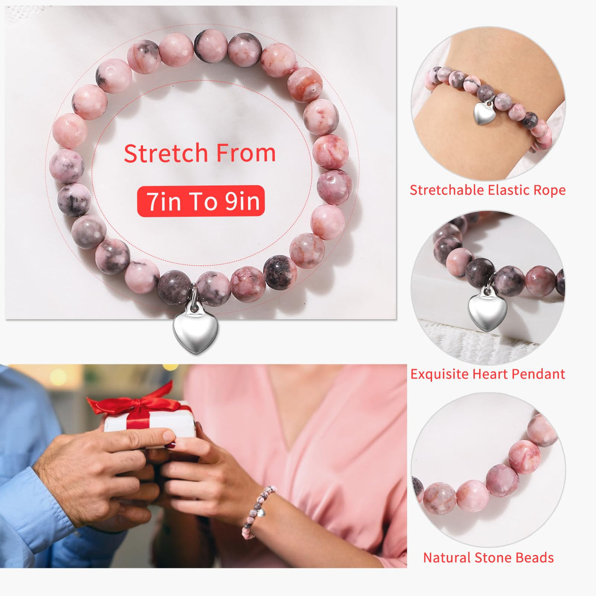 KORATER Get Well Soon Gifts for Women,Natural Stone Healing Bracelet, Inspirational Gifts for Women Teen Girls