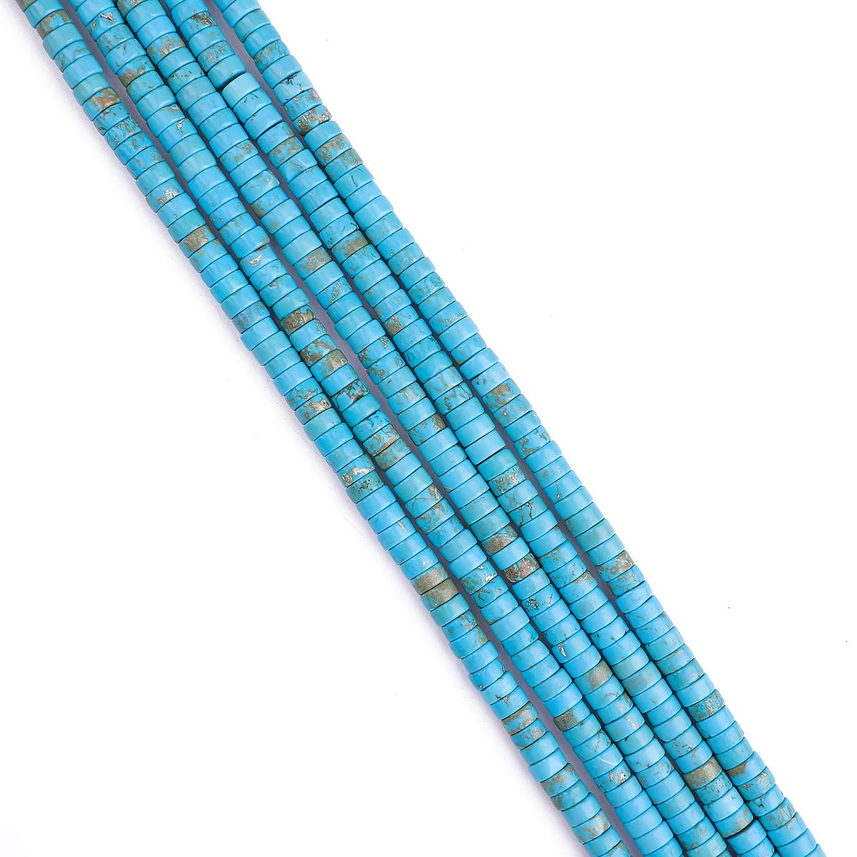 BEADIA Natural Blue Turquoise Spacer Beads Caps Loose Semi Gemstone for Beading Jewelry Making 6mmx3mm 38cm