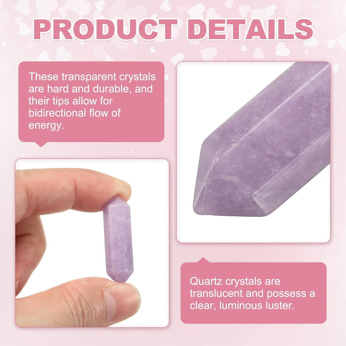 MECCANIXITY 10 Pack Lepidolite Quartz Crystals, Polished Crystals Bulk Hexagonal Shaped Meditation Gemstone for Jewelry Making Energy Balance Accessories Gifts