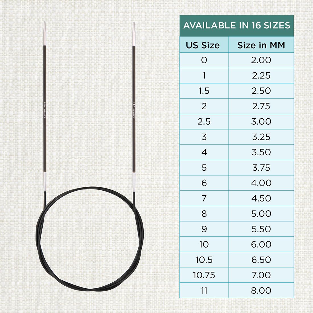 KnitPro Karbonz Fixed Circular Needle 32"(80cm) | US Size 1 (2.25mm)