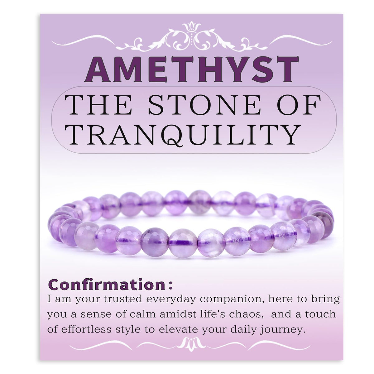 Bymitel 6mm Amethyst - Handmade Reiki Gemstone Stretch Bracelet, Natural Beauty & Spiritual Essence, Crystal Healing for Unisex Adults