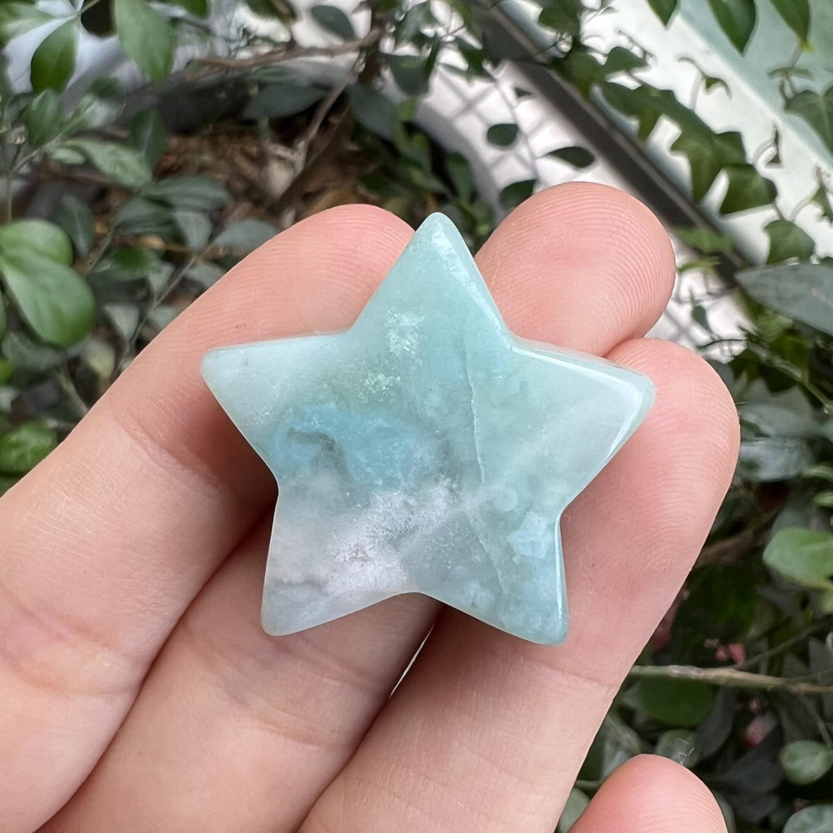 Fekuar Amazonite Crystal Star Chakra Stones for Reiki Healing Yoga Balance Meditation Polished Mini Pocket Palm Stone 1 Inch (30mm)