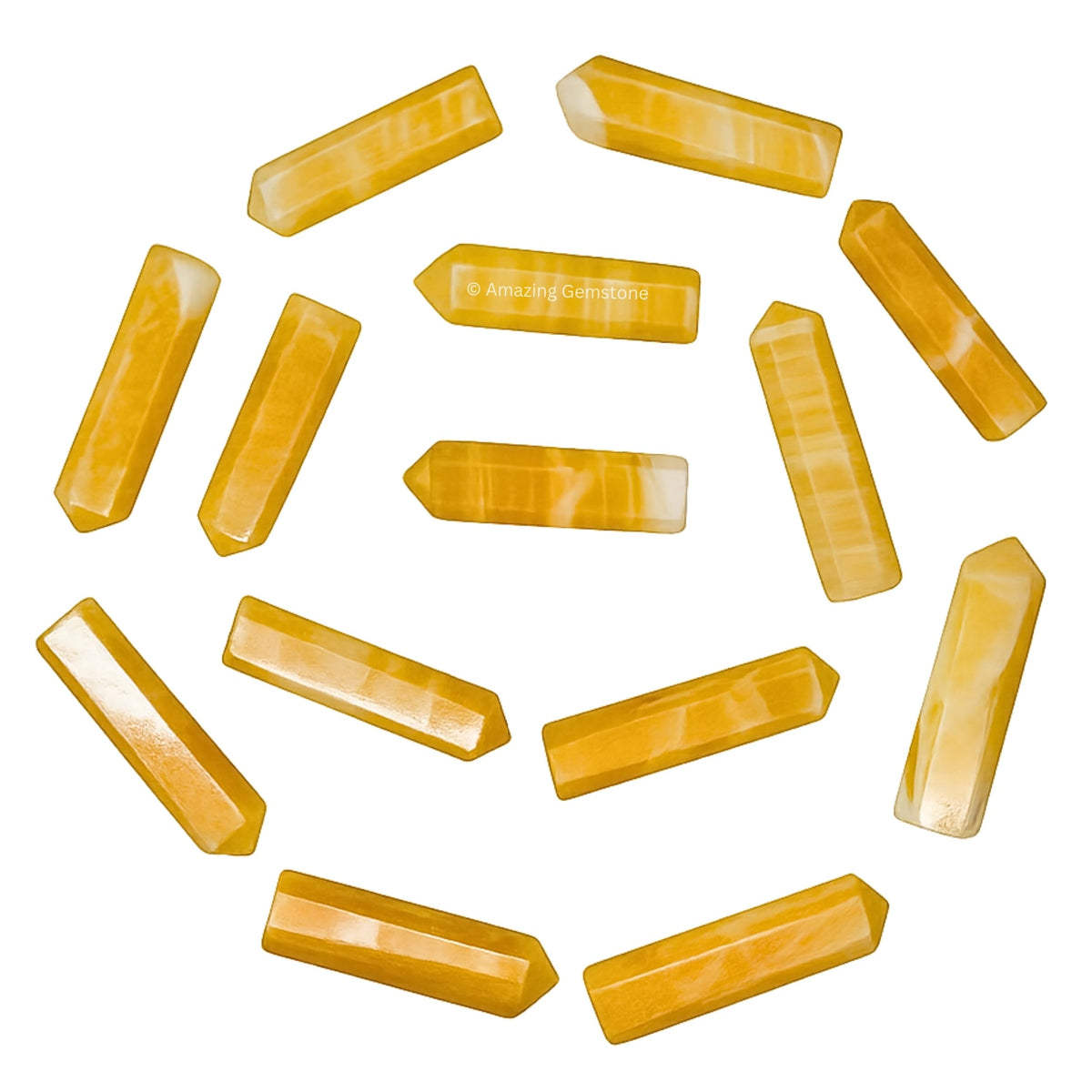 Amazing Gemstone Yellow Calcite Crystal Points Bulk Healing Crystals & Stones - Pack of 3 Single Terminated Healing Wand Point Bulk Crystals for Crafts, Crystal Grid, DIY Work - Premium Crystals