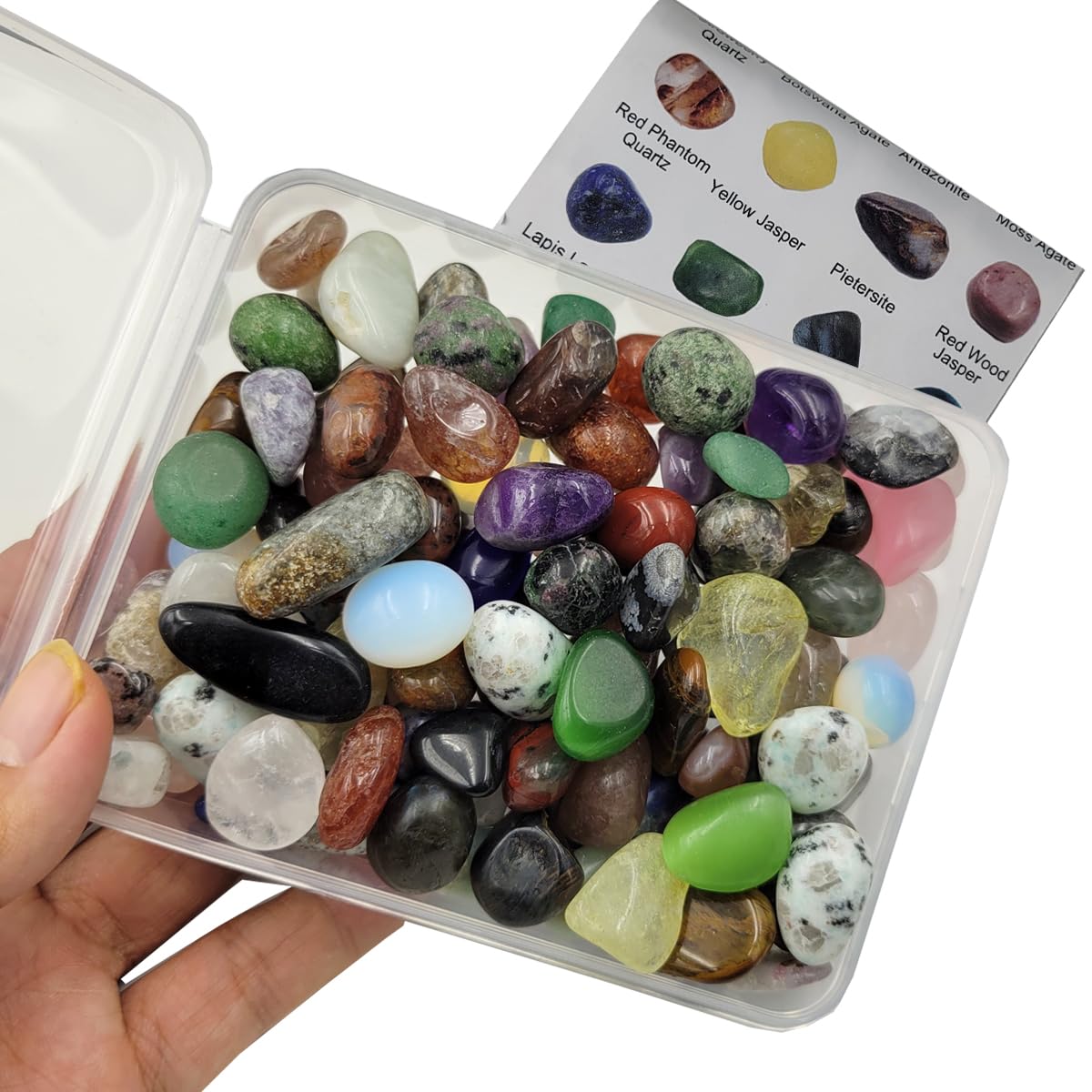 100Pcs+ (0.7lb) Bulk Gemstones and Crystals Set,25Types Tumbled Polished Stones Crystals for Jewelry Making,Chakra Stones Rocks and Minerals (0.7lb/100-120pcs)