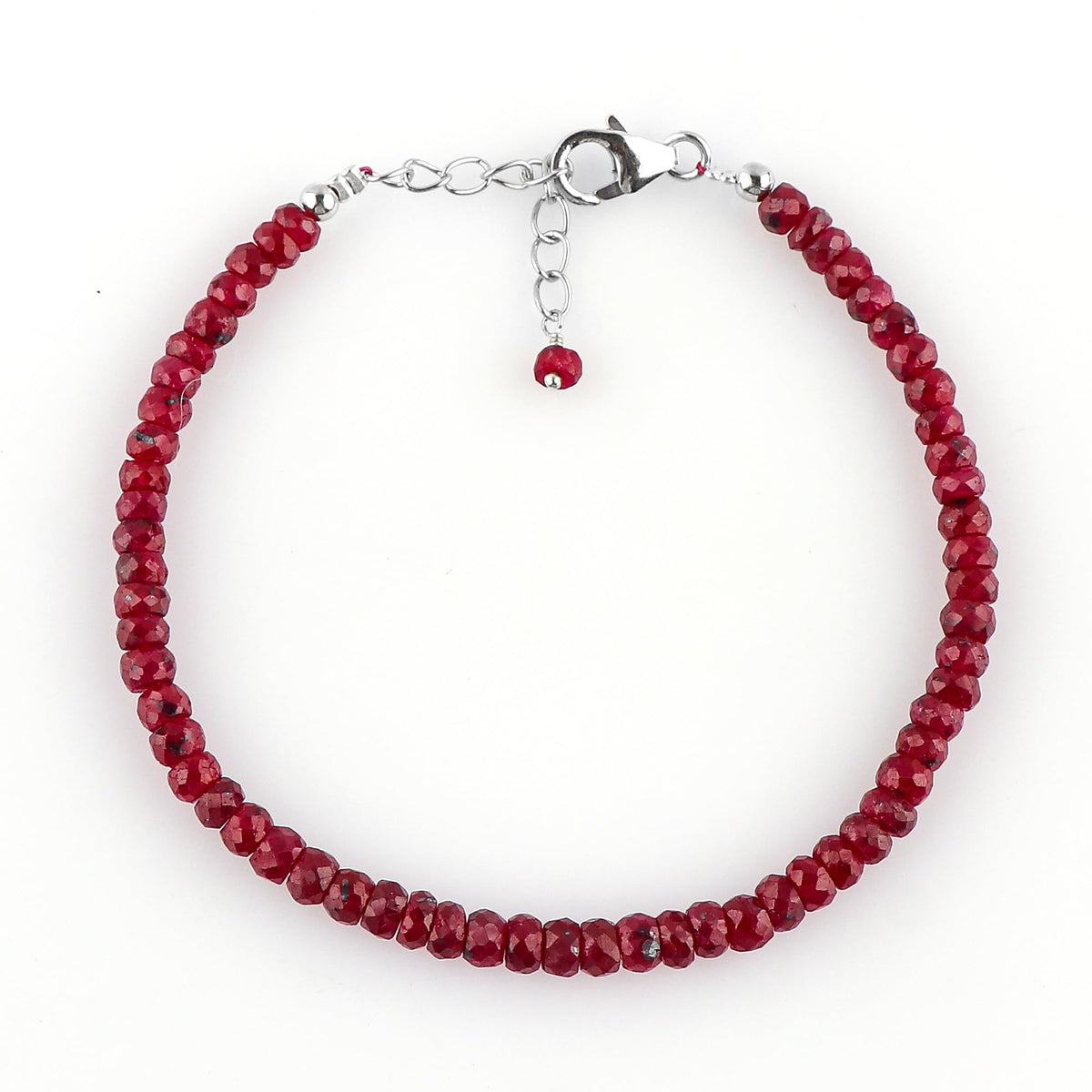 CRYSTALIS Natural Red Sapphire Color Corundum Beads Adjustable Bracelet, High Grade Beaded Crystals, Chakra Healing Gemstone, Gift Giving Women Jewelry, 925 Sterling Silver Slider 8 inch
