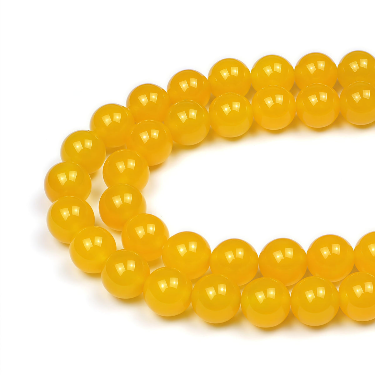 MJDCB 7A Round Natural Yellow Agate Beads Stone Loose Beads for Necklace Bracelet Charms Jewelry Making 15" (10mm)