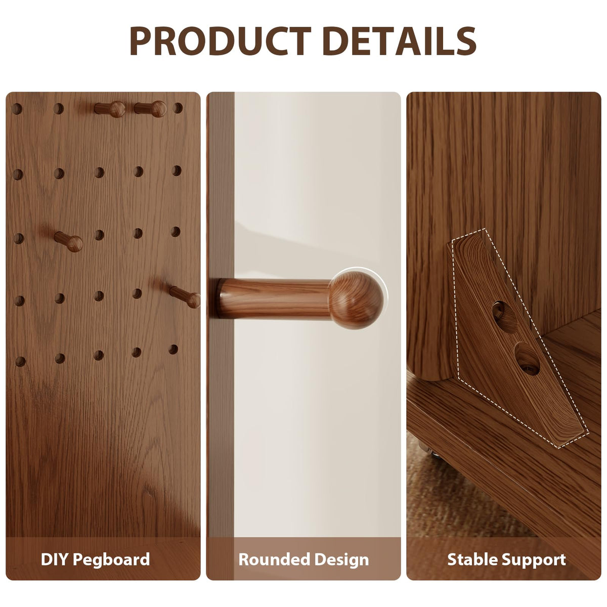 DONGMUWUJEE Solid Wood Full Length Mirror Clothes Rack,70" x 40" x 16" Oversize Standing Mirror Full Length with Brake Wheels, Floor Mirror for Living Room, Entryway, Bedroom (Walnut)