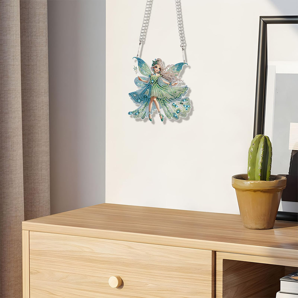 JZHYOAN Elf Diamonds Painting Pendant Cross Stitch Ornament Wall Hanging Decor Diamond Art Kit Hanging Sign Gem Art Window Pendants Craft Hanging Acrylic Ornaments Home Garden Wall Hanging Kit Craft