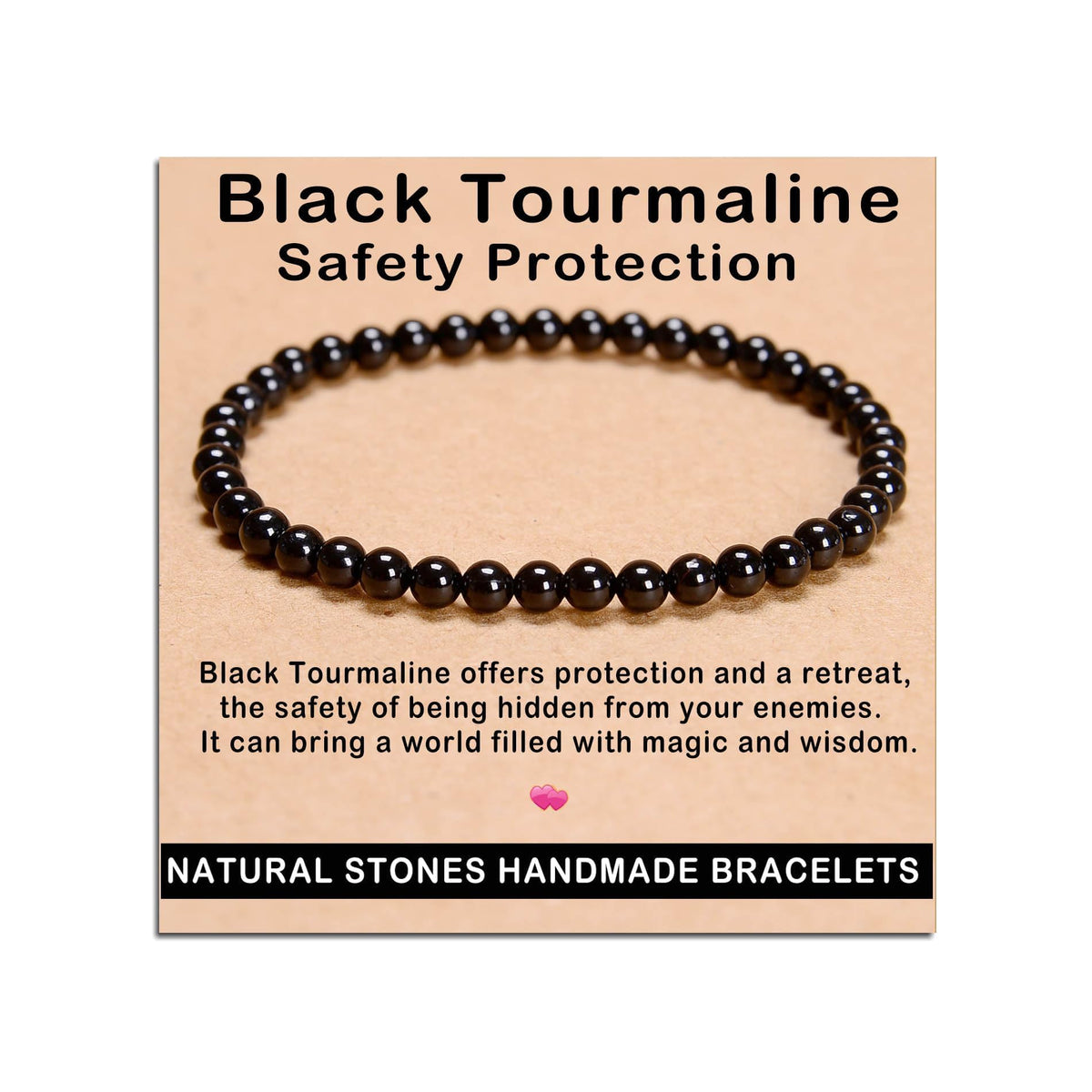 AD Beads Handmade Gemstone Stretch Elastic Bracelet Crystal Healing Reiki Nature's Beauty and Spiritual Essence Unisex (10mm, Black Tourmaline (Best Protection))