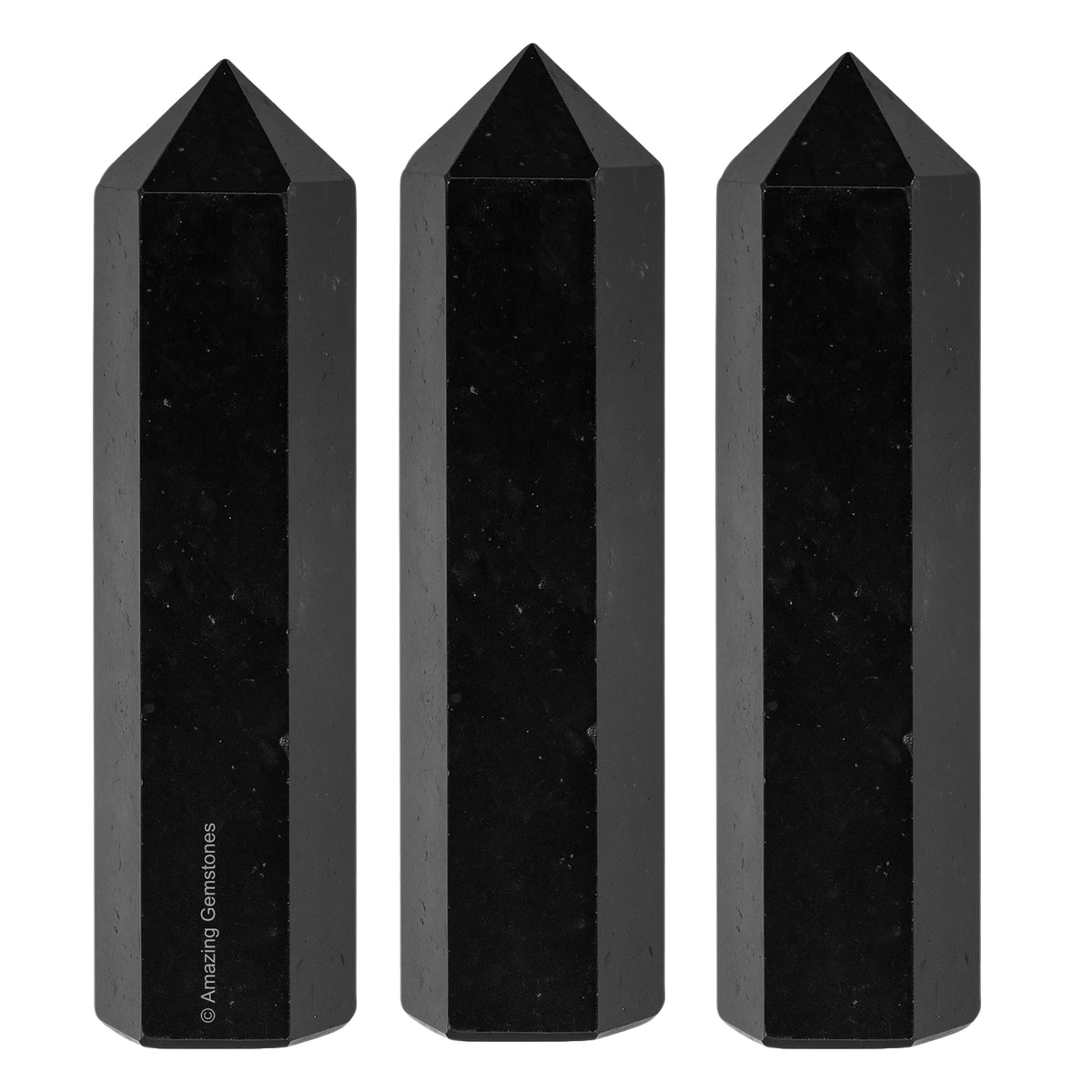 Amazing Gemstone Black Tourmaline Crystal Points Bulk Healing Crystals and Stones - Pack of 3 Single Terminated Healing Wand Point Bulk Crystals for Crafts, Crystal Grid, DIY Work - Premium Crystals