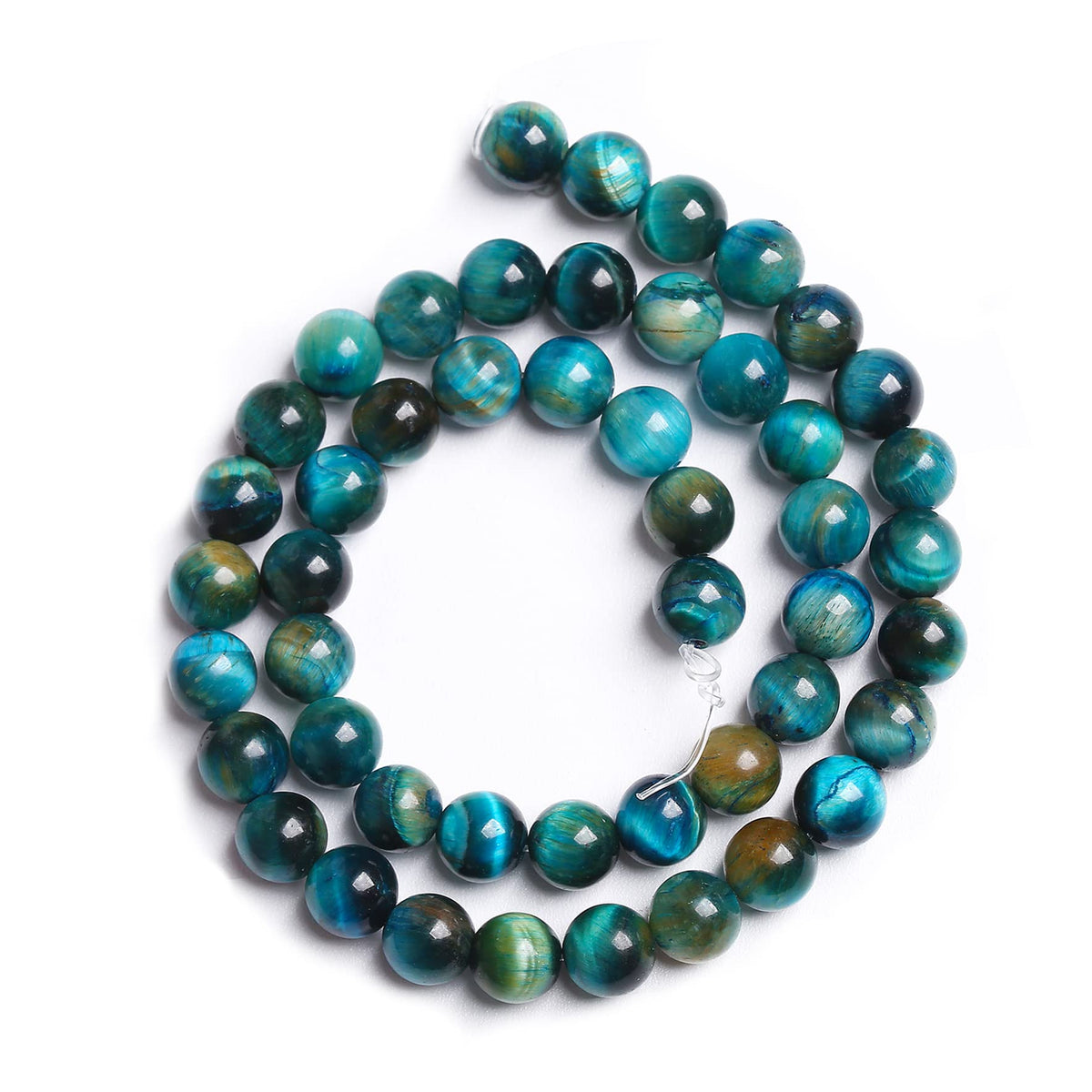 6mm 60PCS Peacock Blue Tiger Eye Stone Beads Natural Crystal Spacer Loose Beads for Jewelry Making DIY Bracelet Semi Precious 1 Strand 15 inches