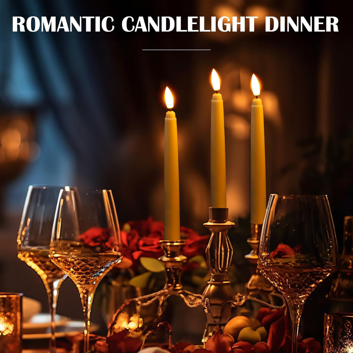 Baquler 60 Pcs Flameless Taper Candles LED Taper Candles Flickering Bulk Ivory LED Candlestick for Easter Wedding Church Halloween Christmas Party Decor Table Centerpiece, 8.5 in, No Batteries