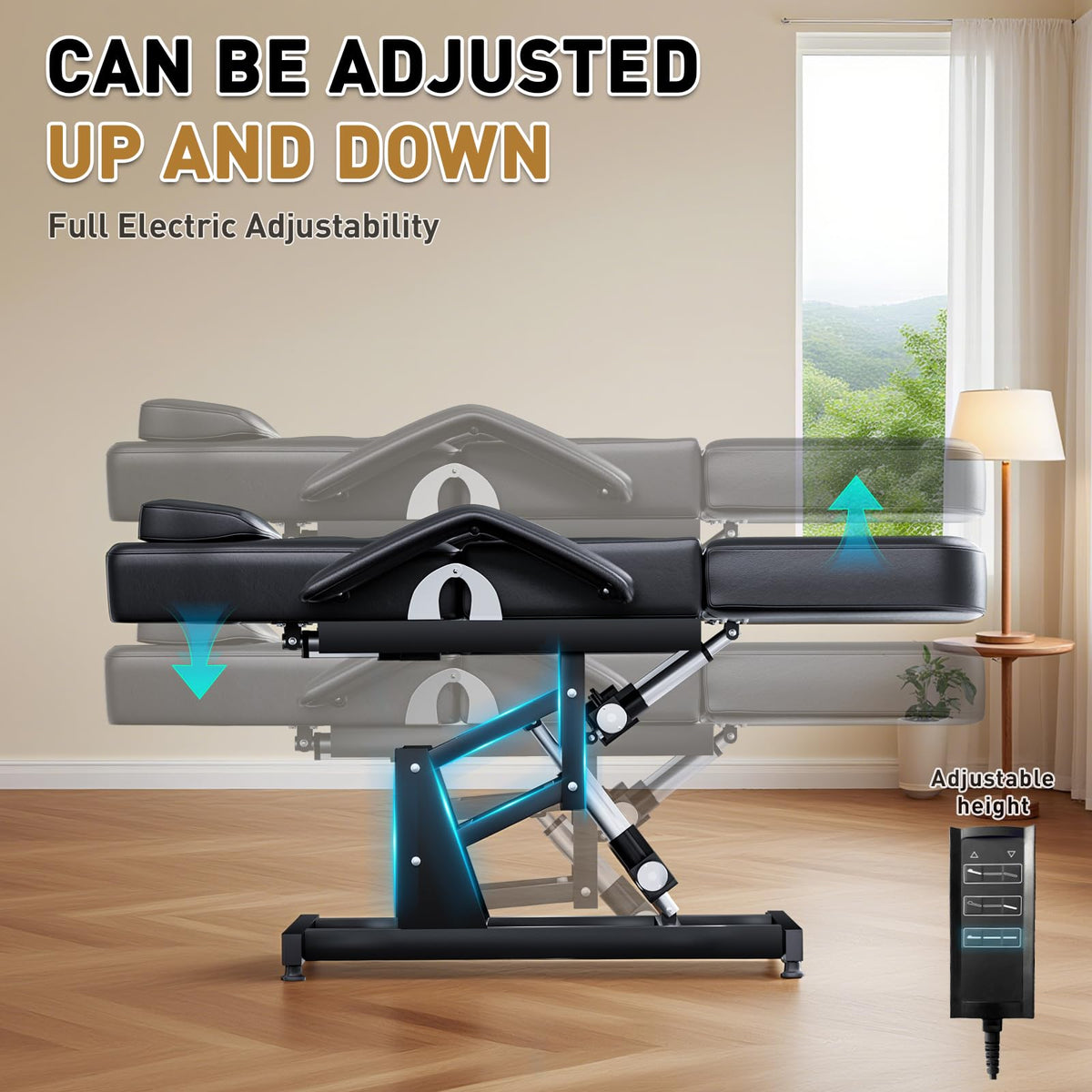 kaiwrxin Fully Electric Massage Table with Lift, 1500lbs Capacity - Professional Adjustable Facial Bed for Estheticians, Spa & Waxing, Heavy-Duty 550lbs Capacity 2r1 (Black - Fully)