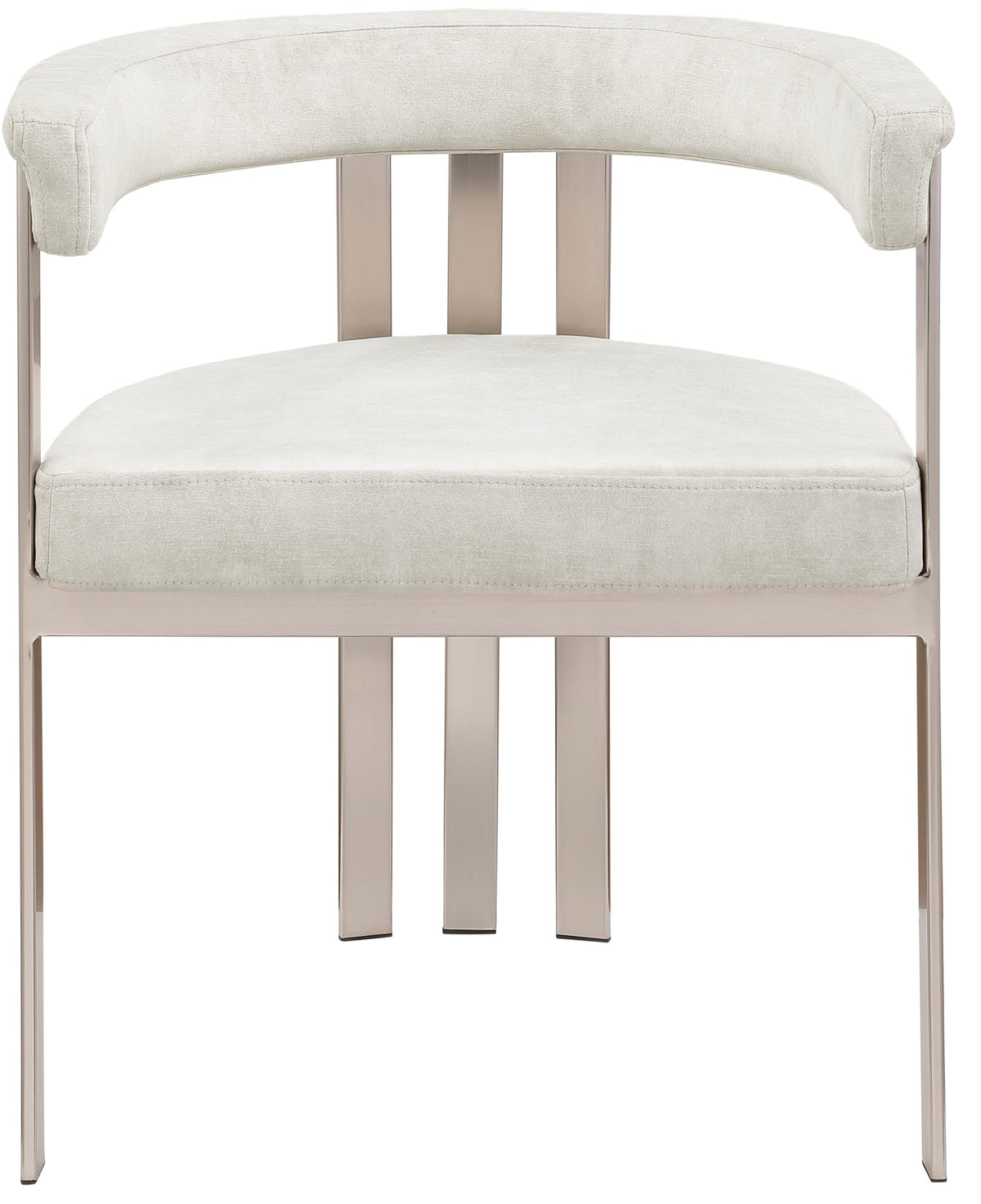 Meridian Furniture 938Stone-C Marcello Collection Modern | Contemporary Dining Chair with Soft High End Stone Colored Velvet, Brushed Chrome Iron Frame, 23.5" W x 21.5" D x 27.75" H, Stone, Set of 2