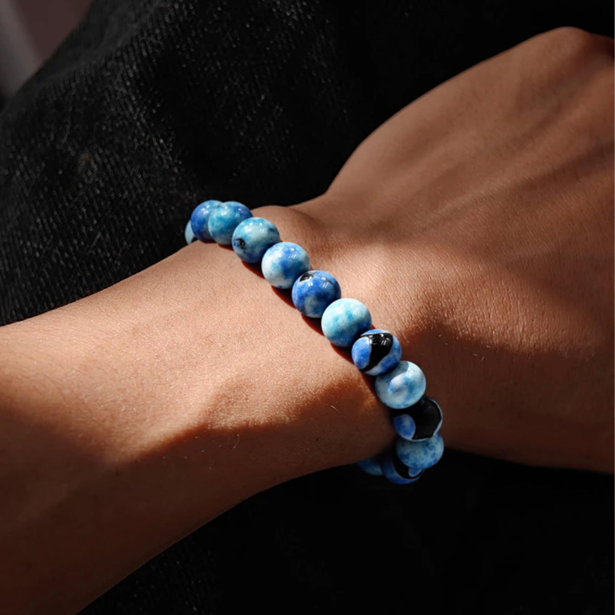 PZTIIY Natural Energy Healing Stone Charm Bracelet 10mm Natural Energy Healing Lava Rock Bracelet - Unisex (Large)