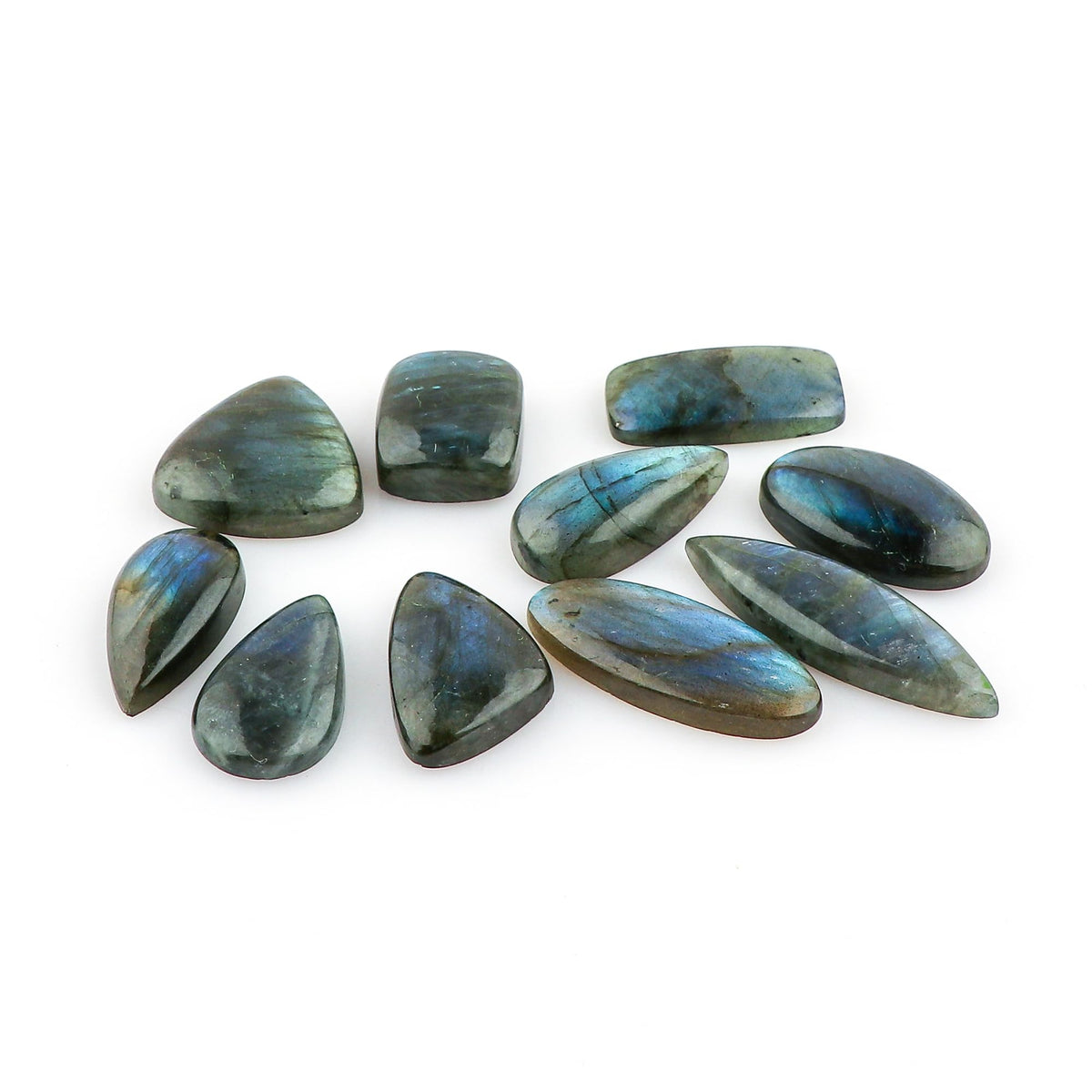 CRYSTALIS Big 10pcs, Size : 20-25mm Natural Labradorite Loose Gemstone Wholesale Bulk Cabochons Jewelry Making Supply, Chakra & Healing Polished Stone, Wire Wrapping, DIY, Gem Collection [Blue-fire]