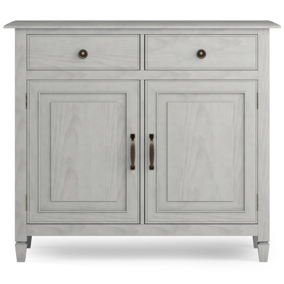 SIMPLIHOME Connaught 40-inch Wide Solid Wood Storage Cabinet in Fog Grey for Entryway, Living Room, Organizer for Hats, Gloves, Shoes, Keys, Slim Design, Traditional Style