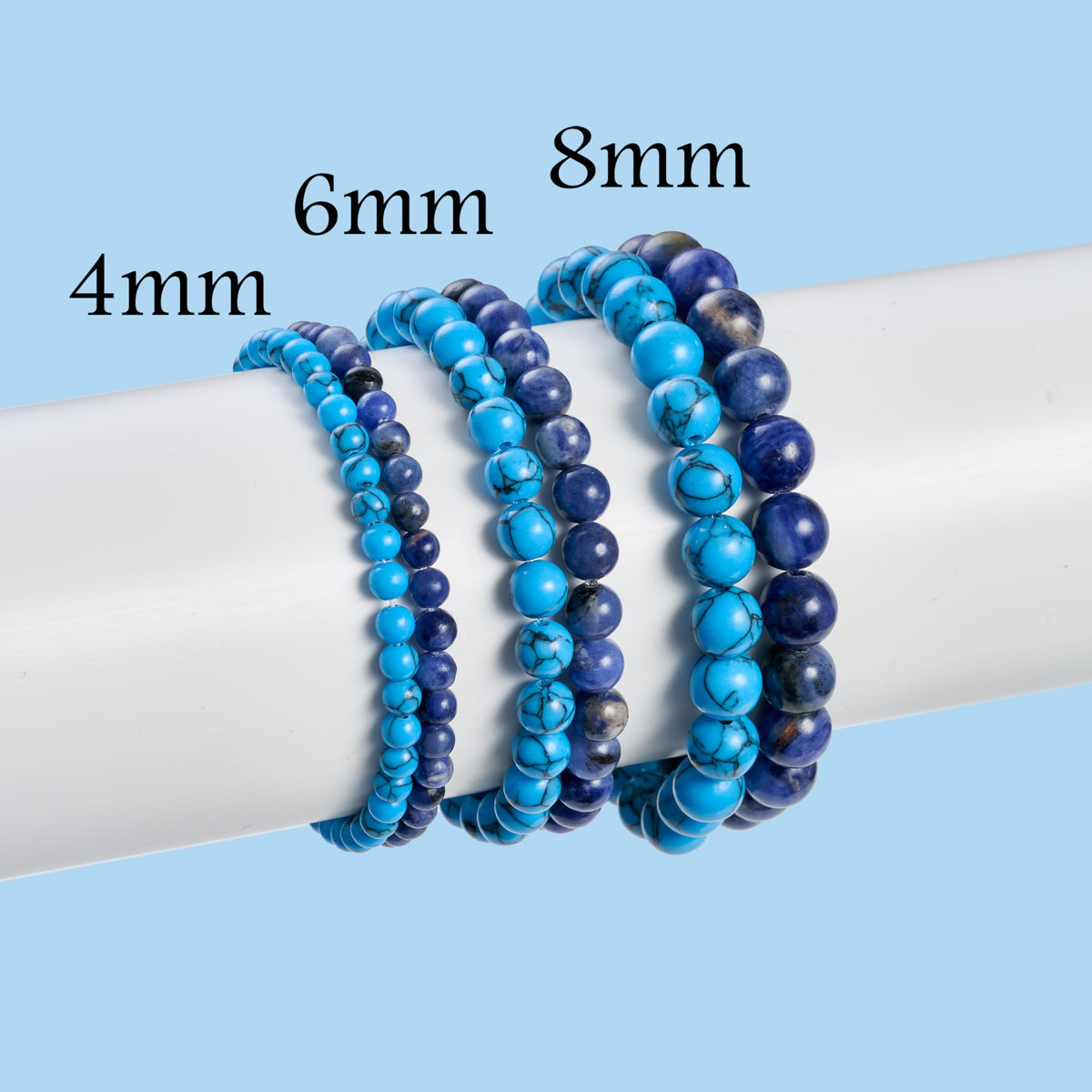 Bivei 2-Piece 8mm Beaded Bracelets for Women – Sodalite, Blue Turquoise – Handmade Natural Crystal Stretch Elastic Jewelry for Meditation, Yoga, Protection Gifts