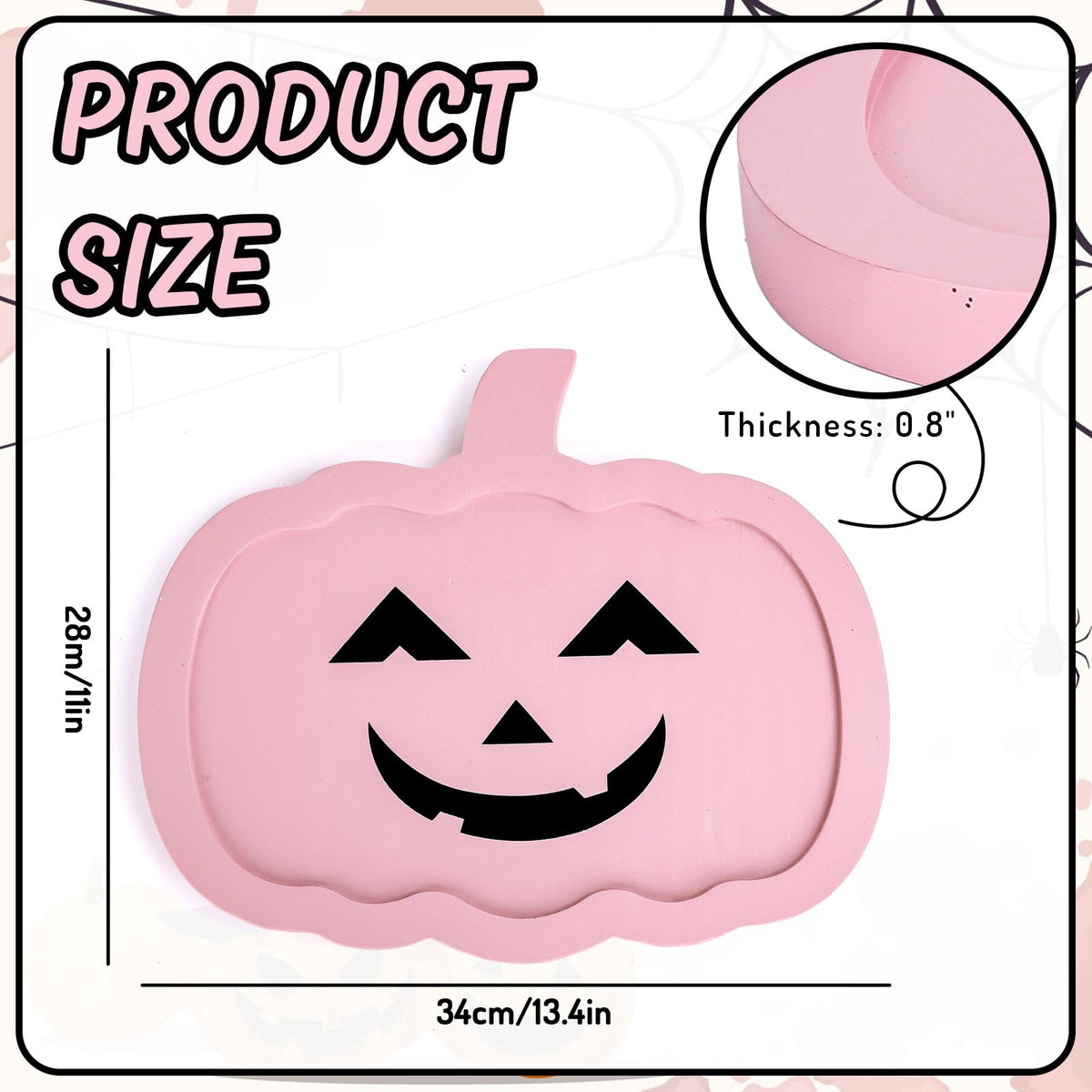 Whaline Halloween Pumpkin Charcuterie Board Pink Pumpkin Wooden Serving Tray Cute Wood Appetizer Board Serving Platter for Home Holiday Party Dinnerware Supplies