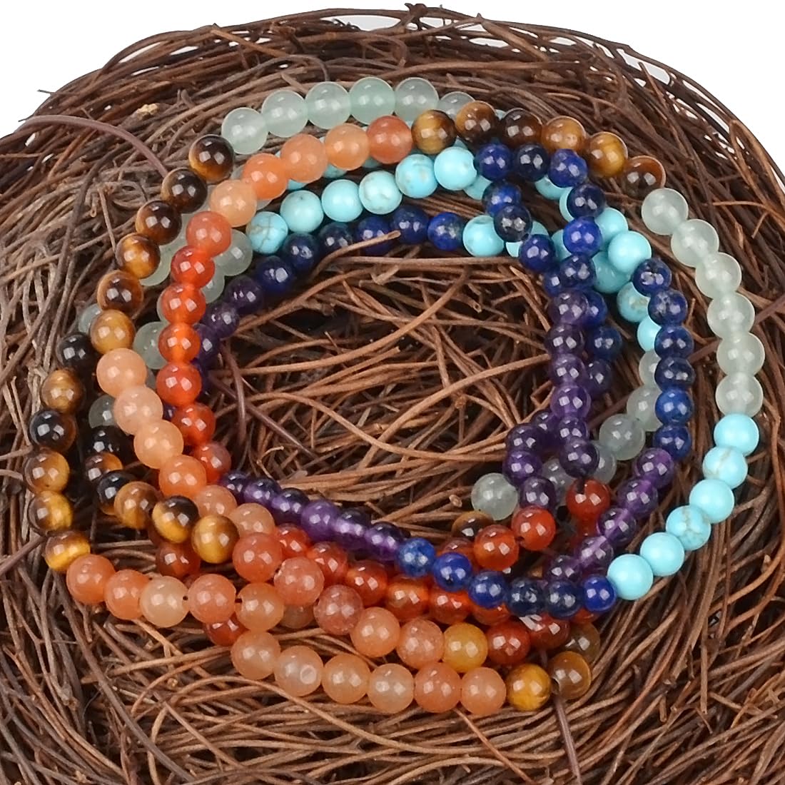 MASSIVE BEADS Seven Chakra Stones - Stone of Balance Energy - Handmade Yoga Stretch Elastic Bracelet Natural Stone Crystal Healing Power Energy Gifts for Unisex Adult 4mm