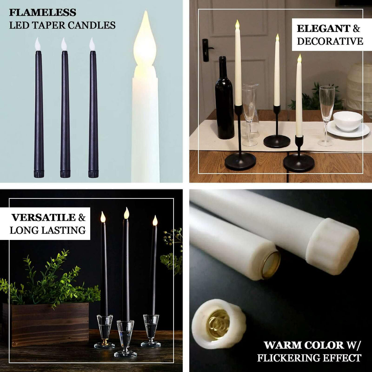 Efavormart Set of 3 | 11" Hunter Emerald Green Flameless LED Taper Candles, Warm Flickering Battery Operated Candles for Christmas & Forest Theme Decor