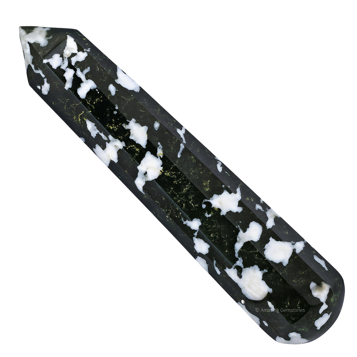 Amazing Gemstone Black and White Tourmaline Crystal Wand Massage Stick - Pelvic Wand Gua Sha for Adults - Crystals and Healing Stones Massage Wands for Adults Gifts (Pointed)