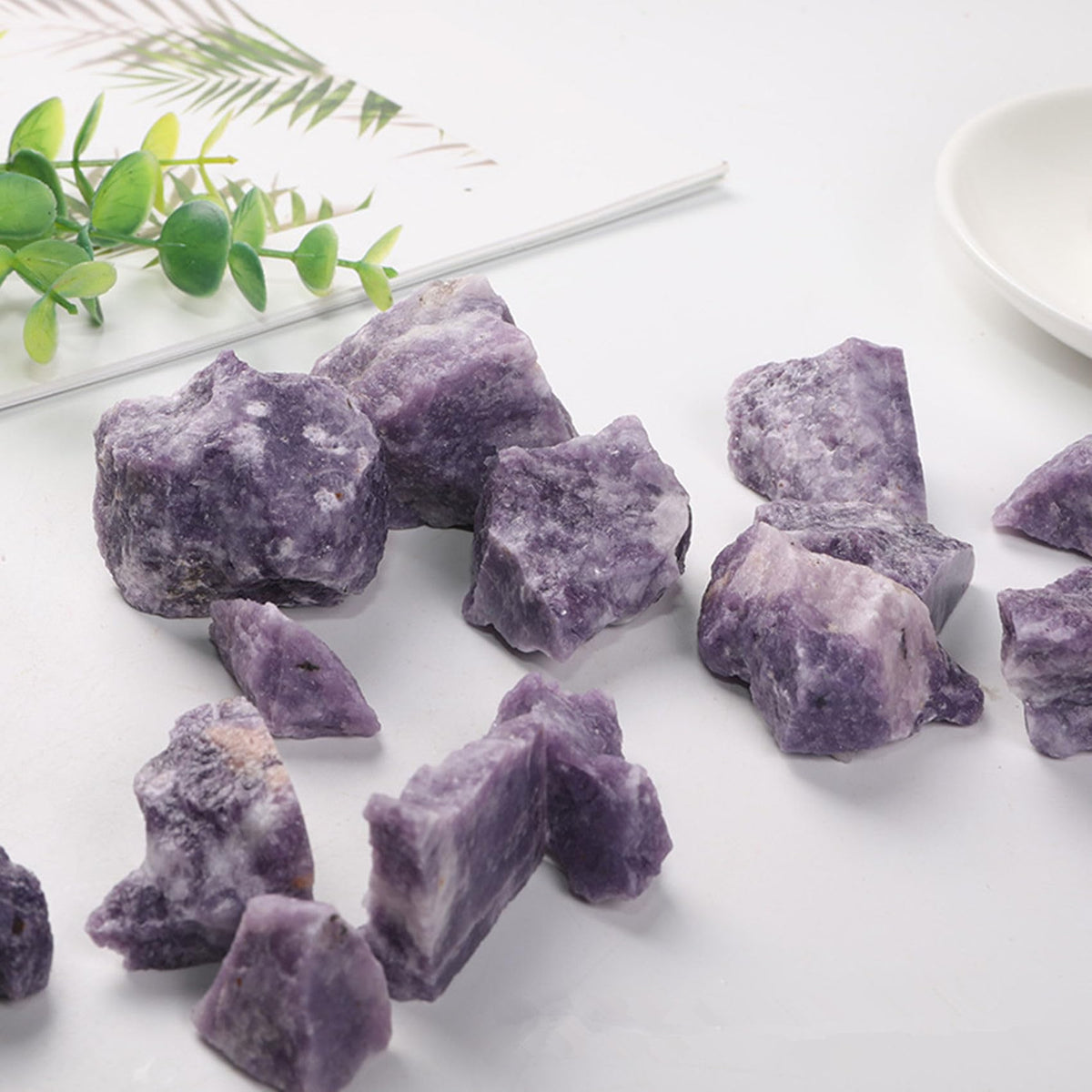 Purple Lilac Mica Raw Crystals Healing Crystals Natural Rough Stones 1.2-2" for Tumbling, Fountain Rocks, Yoga, Meditation, Polishin, Gift 33