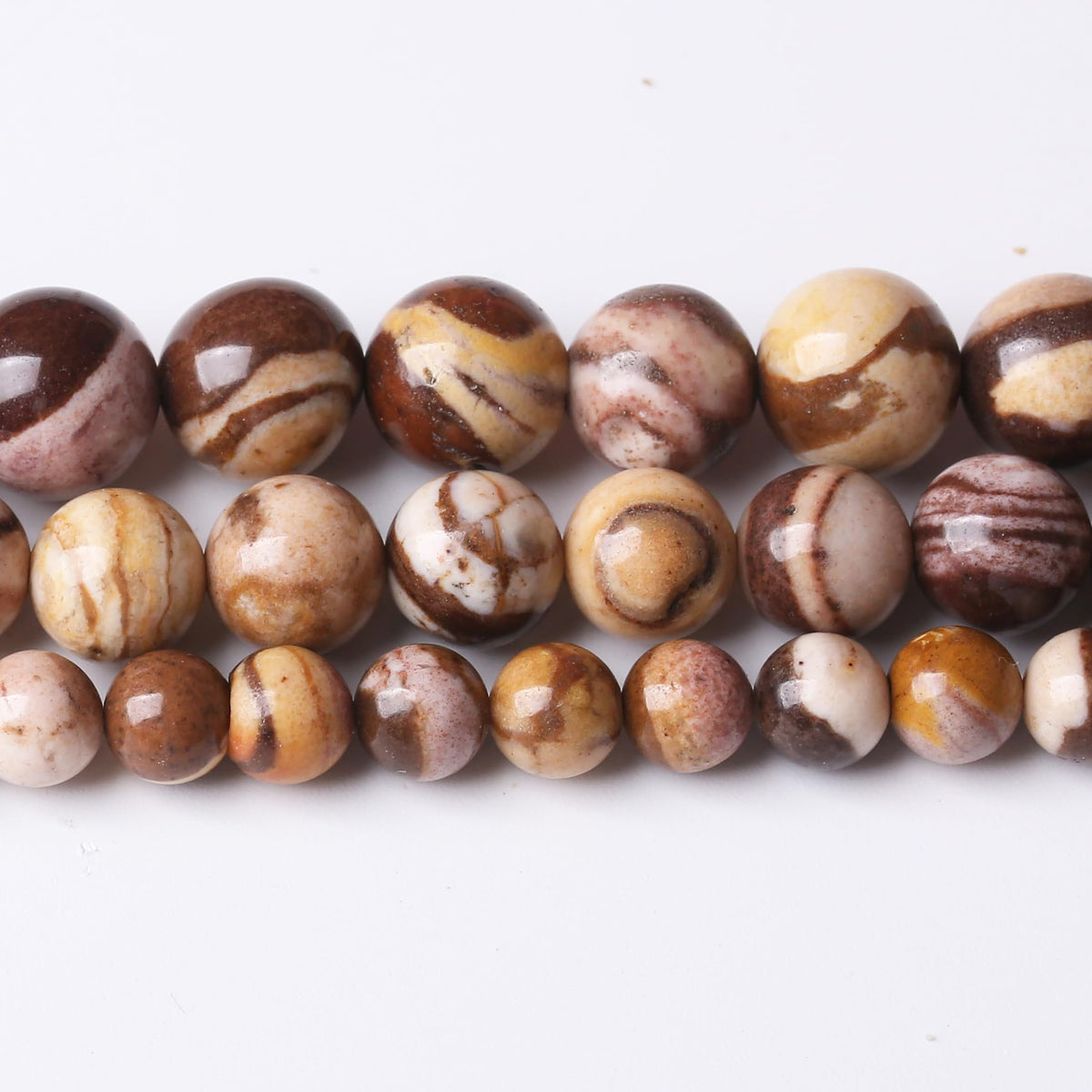 32PCS 12MM Natural Brown Zebra Round Loose Stone Beads for Jewelry Making DIY Energy Stone Healing Power Bracelet 15"