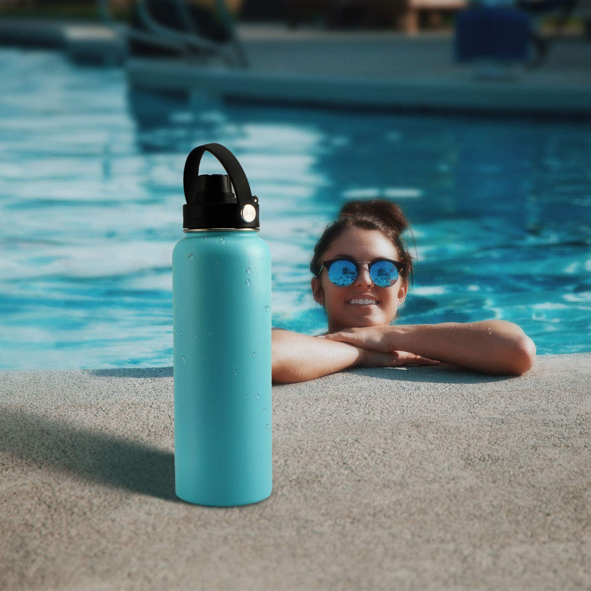 WishDirect Wide Mouth Twist Lid with Flexible Handle Compatible with Hydro Flask 12/16/18/20/32/40/64 Oz, Fits Simple Modern, Takeya, Iron Flask and Most Wide Mouth Water Bottles (Black, 2 Pack)