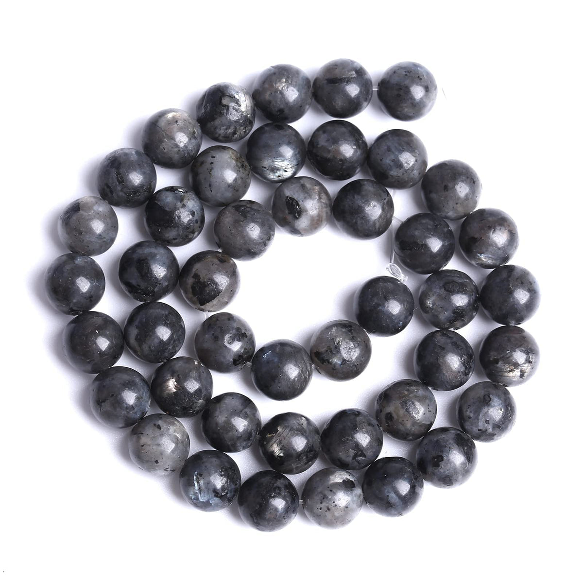 10mm 38pcs Natural Black Labradorite Stone Beads Round Larvikite Beads for Jewelry Making DIY Bracelet 15" Strand Wholesale (Black Larvikite Labradorite Beads, 10mm)