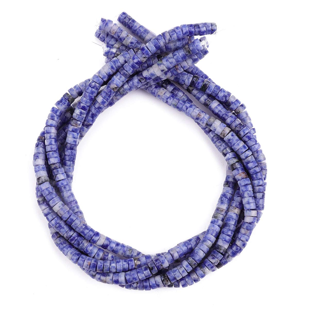 BEADIA Natural Blue Sodalite Spacer Beads Caps Loose Semi Gemstone for Beading Jewelry Making 6mmx3mm 38cm