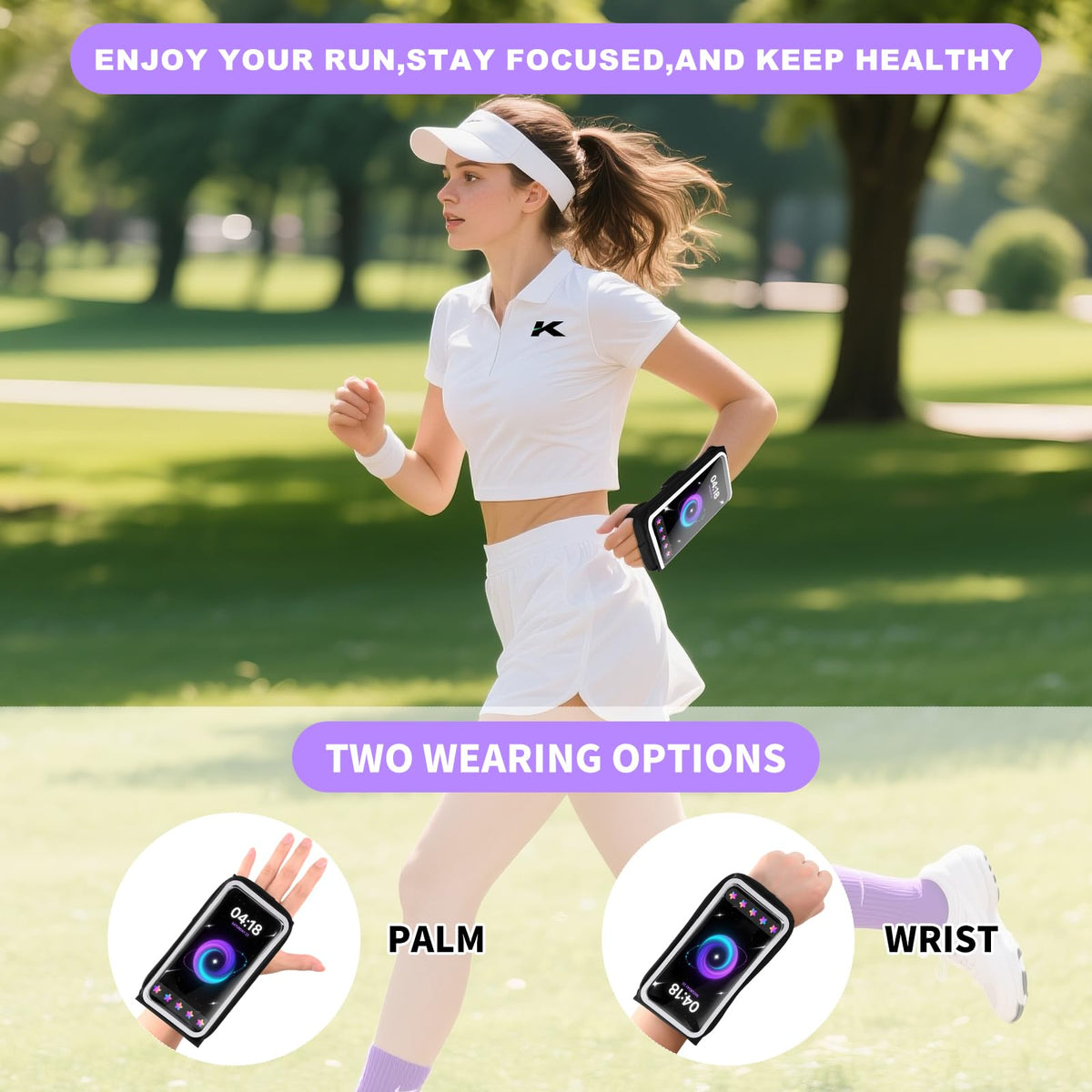 Kebrela Running Armband for Phone, Adjustable Reflective Sports Wristband & Forearm Band for iPhone 17/16/15/14/13 Pro Max Samsung Galaxy S23/S22, up to 7", Secure Fitness Phone Holder for Men Women