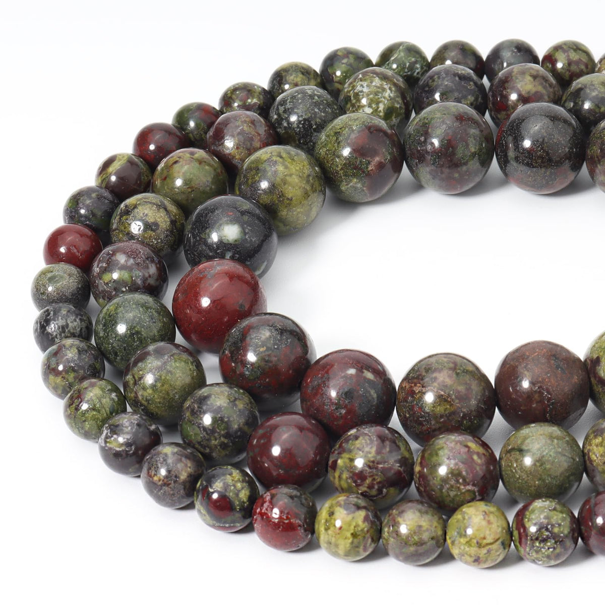 Siomia 45pcs 8mm Natural Dragon Blood Stone Gemstone Beads Energy Healing Crystal Round Loose Stone Beads for Jewelry Making, DIY Bracelets Necklaces