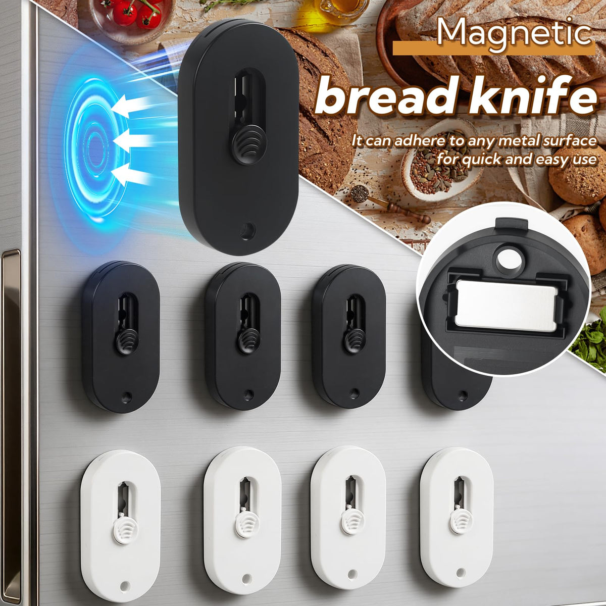 VZZNN 8 Pack Professional Bread Lame,Extractable & Magnetic Bread Lame Dough Scoring Tool for Sourdough Bread baking & Bread Making Tools Scoring Patterns booklet & 20 Razor Blades(Black+White)
